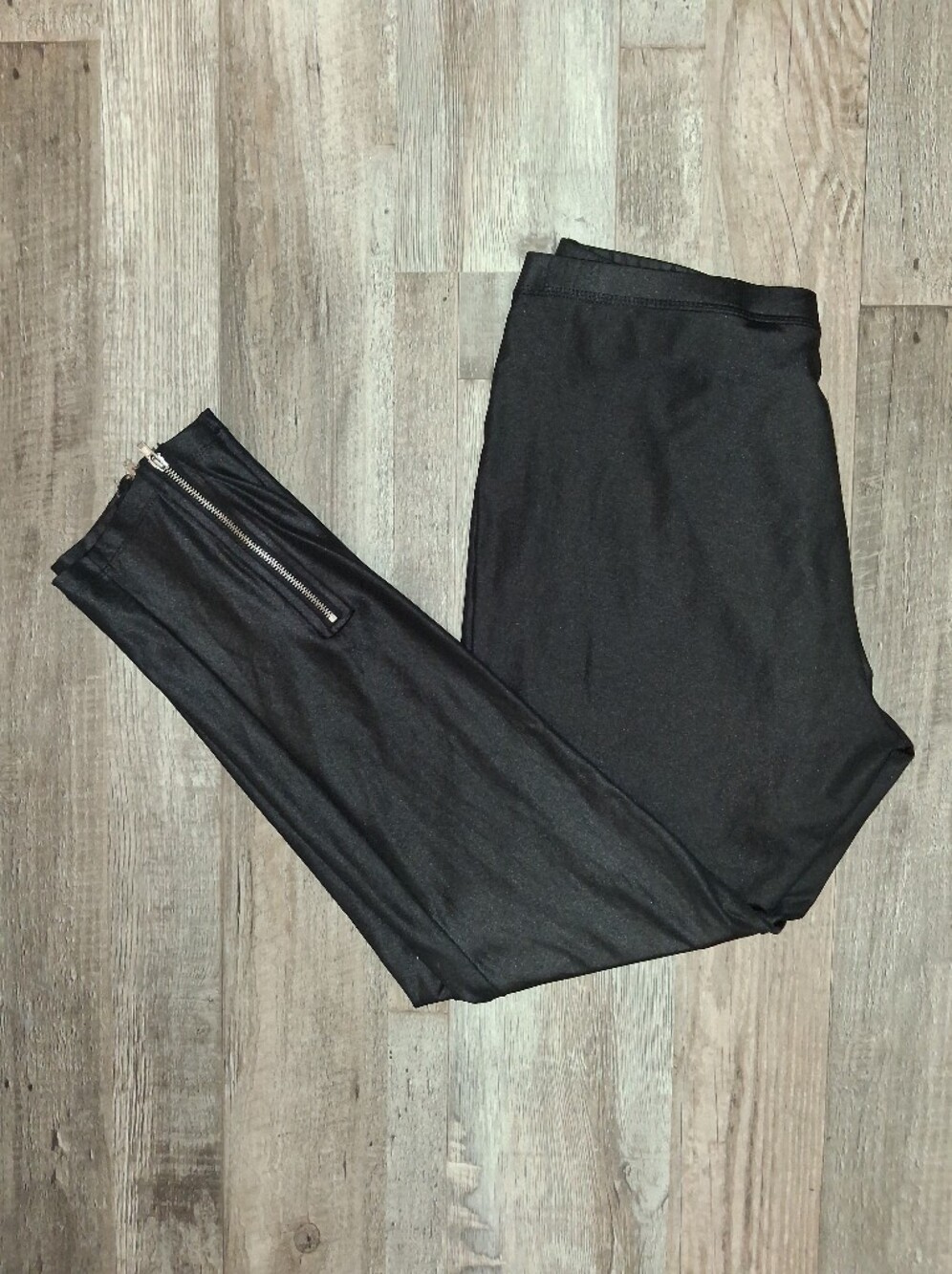 GUESS BLACK LEGGINGS W/ ZIPPERS AT BACK BOTTOM CUFF SZ XL